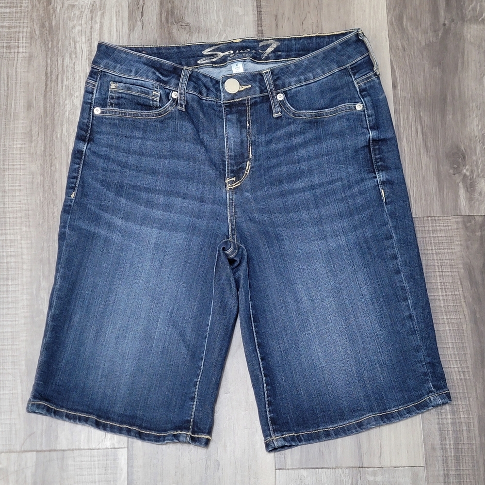 Seven7 Blue Denim Sunset Bermuda Shorts